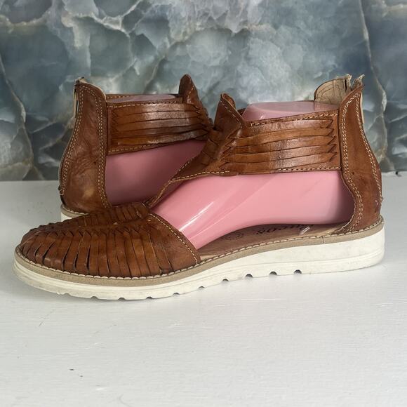 Cucos Calzado Sandals Women's Size 9 Brown Leather Braided Back Zip Up Mexico - Picture 5 of 9